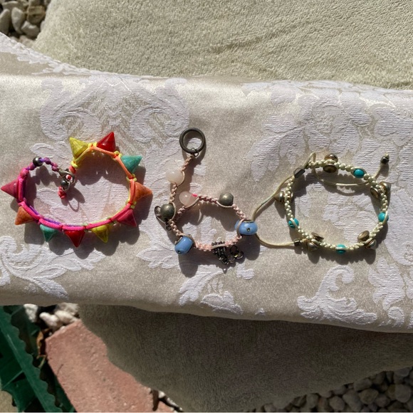 Beaded Macramé Braided String Bracelets set of 3 - Picture 4 of 6